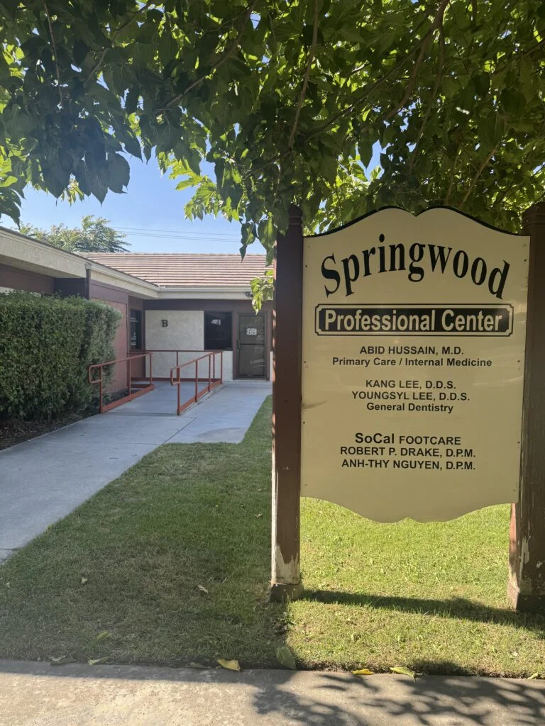 Springwood Professional Center sign with SoCal Foot Care Hemet listing